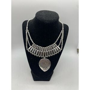 NWT Chico’s Turkish Bib Statement Silver Tone Necklace Gift Idea